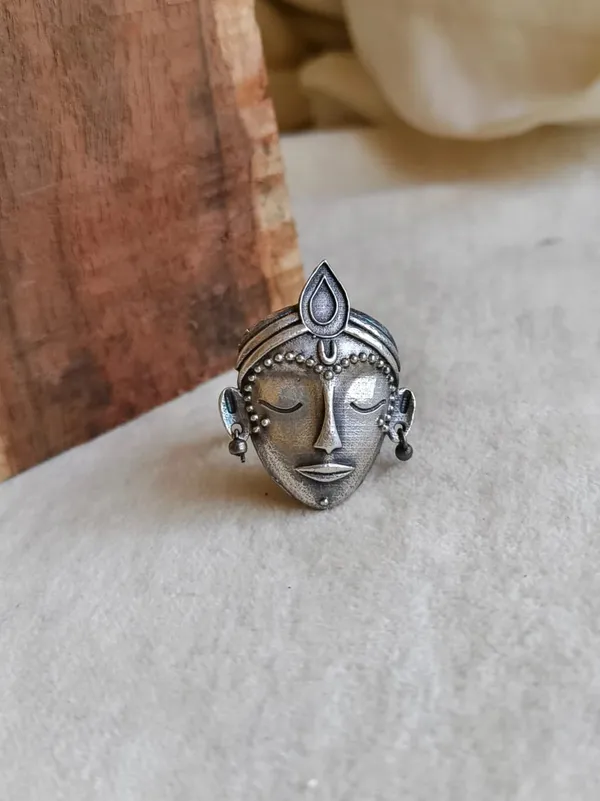 Padma_Statement_Ring_Silver_Colour_Brass_Ring_For_Women