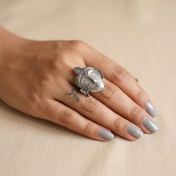 Padma_Statement_Ring_Silver_Colour_Brass_Ring_For_Women
