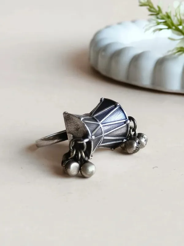 Damru_Statment_Silver_Colour_Brass_Ring_For_Women