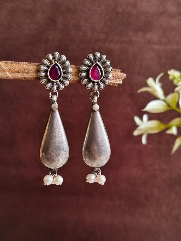 Ruby_Sun_Drop_Red_Colour_Brass_Earring_For_Women