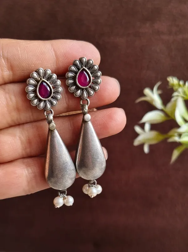 Ruby_Sun_Drop_Red_Colour_Brass_Earring_For_Women
