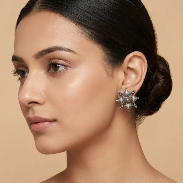 Starburst_Stud_Silver_Colour_Brass_Earring_For_Women