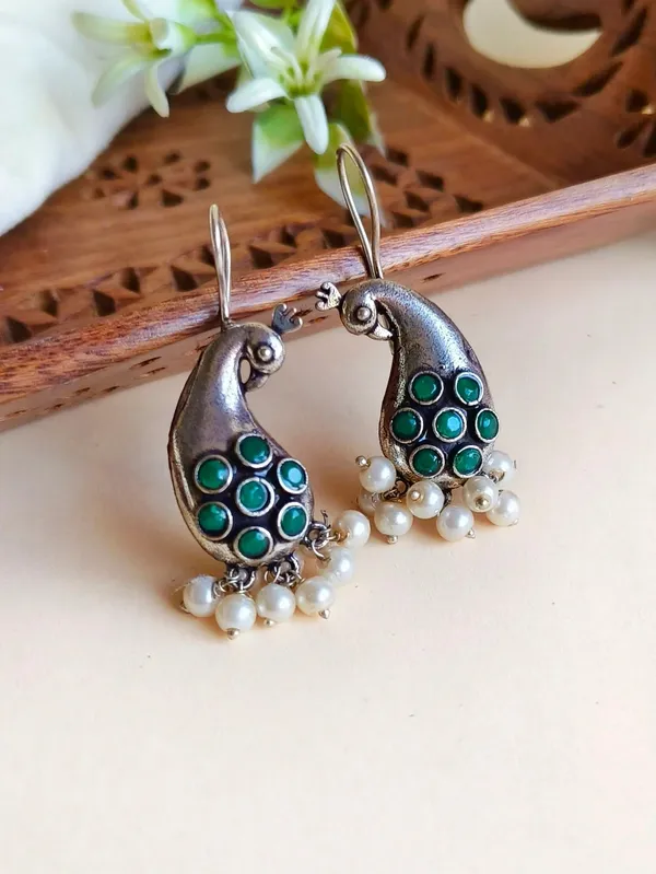 Pachori_Green_Colour_Brass_Earring_For_Women