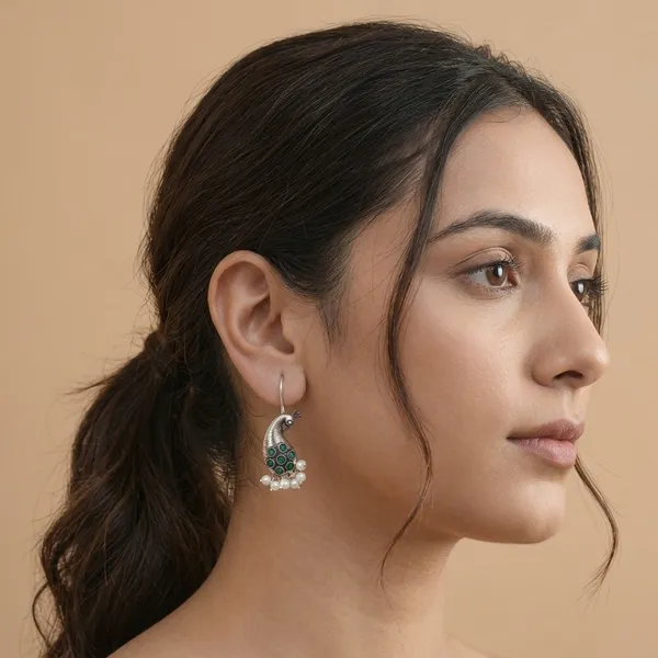 Pachori_Green_Colour_Brass_Earring_For_Women