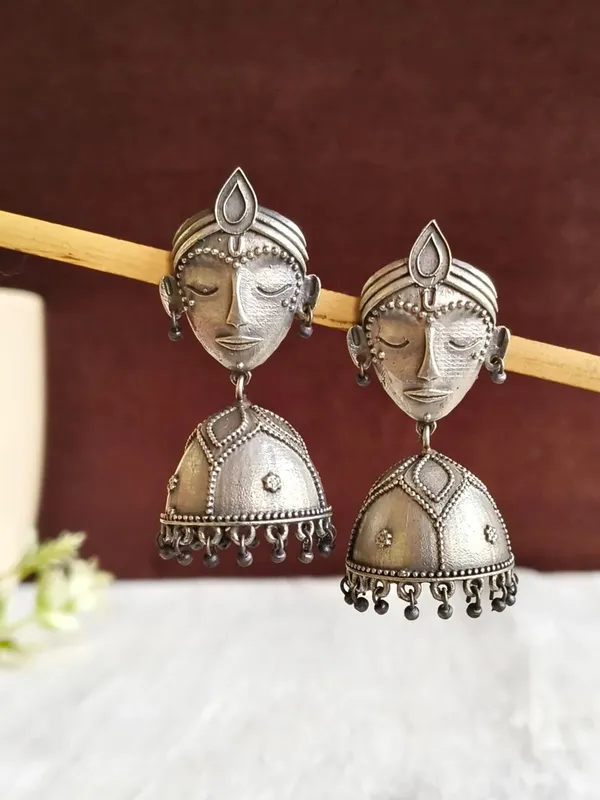 Durga_Maa_Silver_Colour_Brass_Earring_For_Women