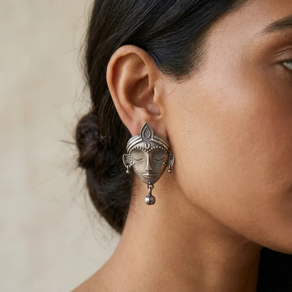 Devi_Stud_Silver_Colour_Brass_Earring_For_Women