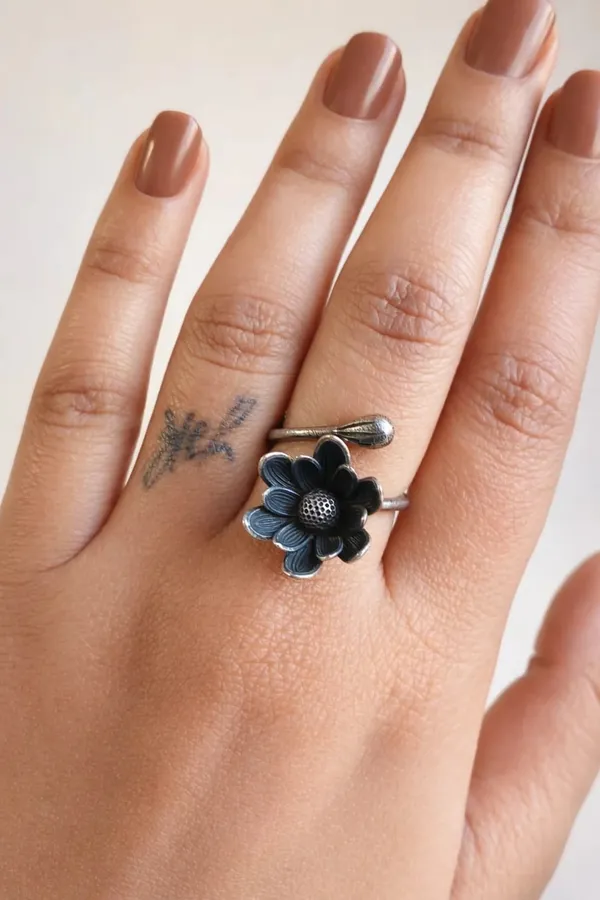 Lotus_Bud_Bloom_Silver_Colour_Brass_Ring_For_Women