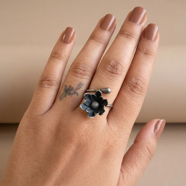 Lotus_Bud_Bloom_Silver_Colour_Brass_Ring_For_Women