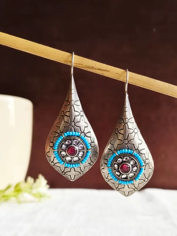 Jhanjhar__Blue_Colour_Brass_Earring_For_Women