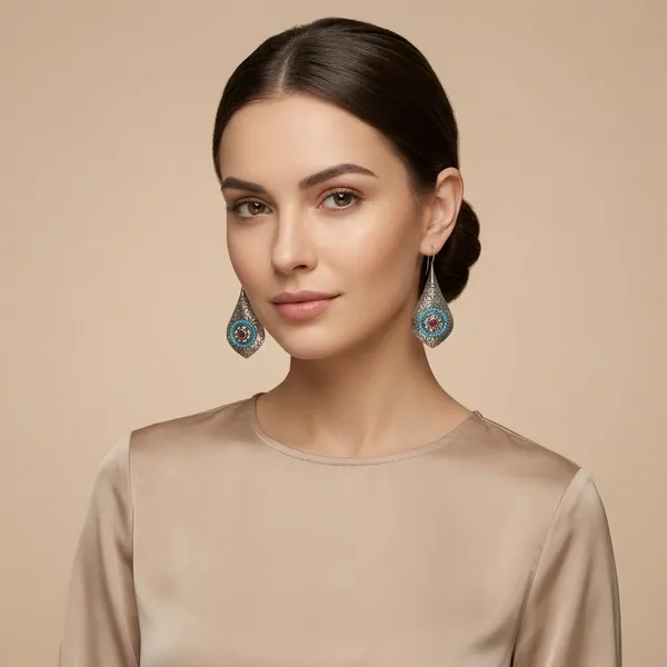 Jhanjhar__Blue_Colour_Brass_Earring_For_Women