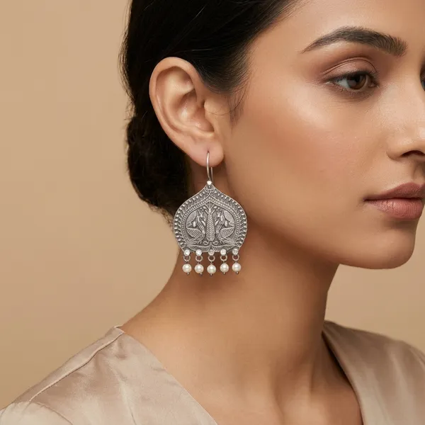 Madhuri_Silver_Colour_Brass_Earring_For_Women