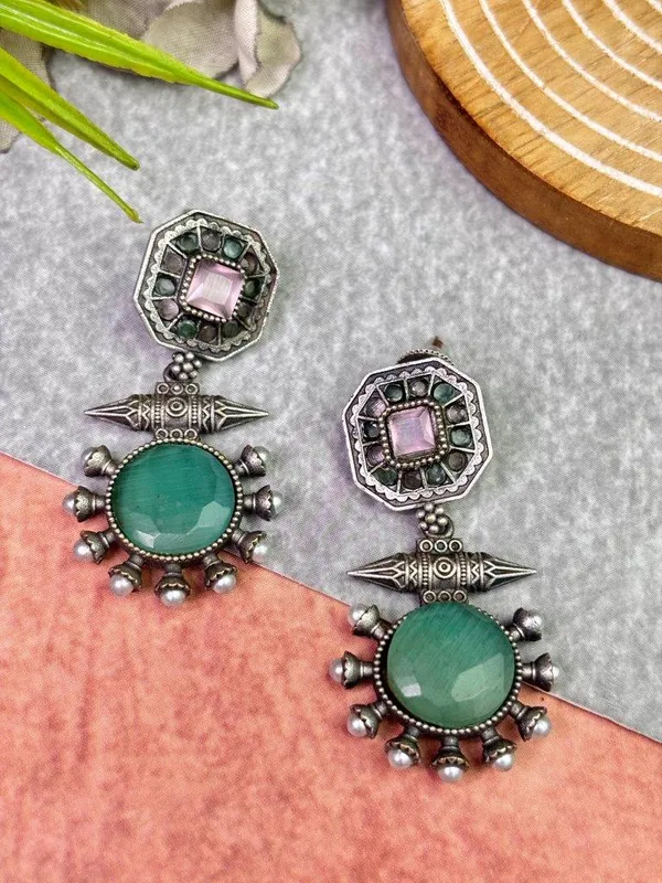 Inaya_Stone_Drop_Sea_Green__Baby_Pink_Colour_Brass_Earring_For_Women