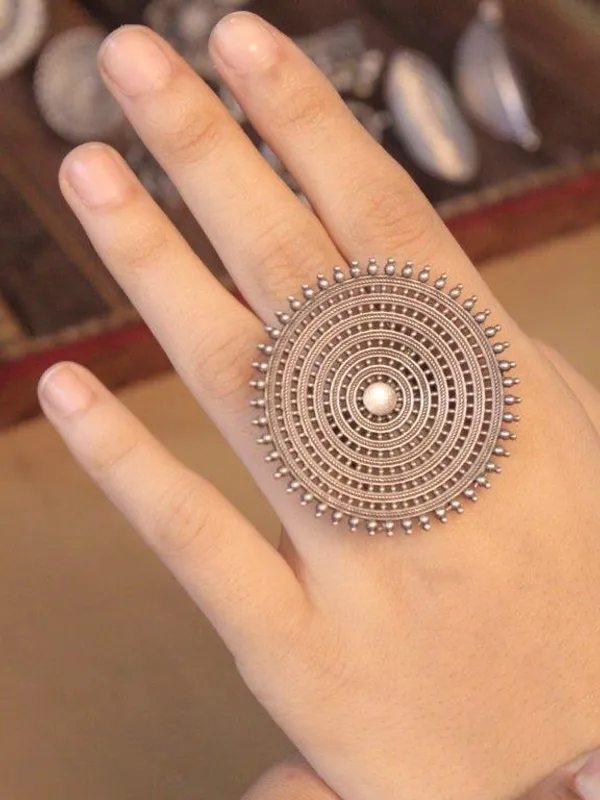 Nishan_Statement_Ring_Silver_Colour_Brass_Ring_For_Women