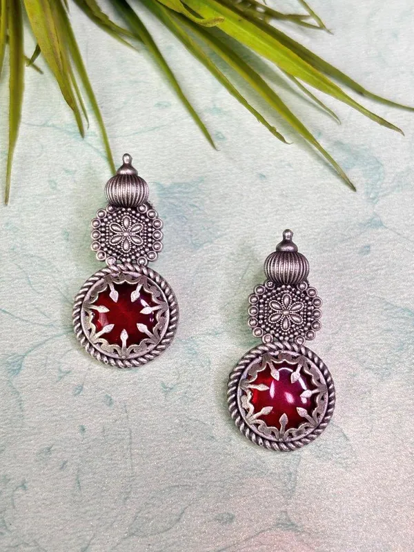 Astra_Bloom_Red_Colour_Brass_Earring_For_Women
