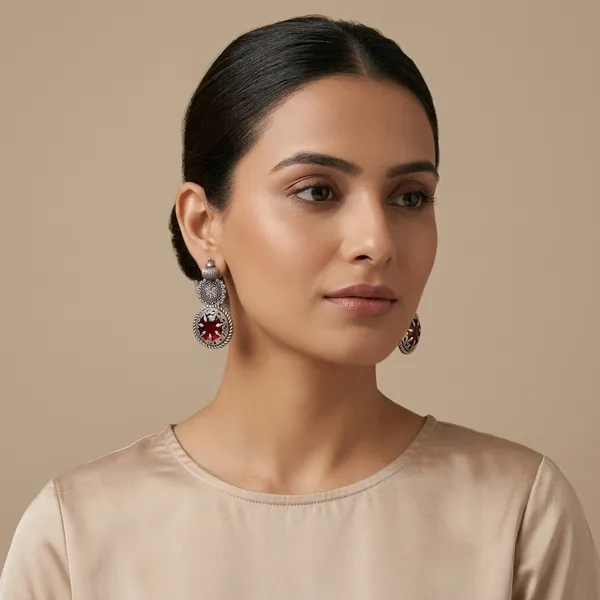 Astra_Bloom_Red_Colour_Brass_Earring_For_Women