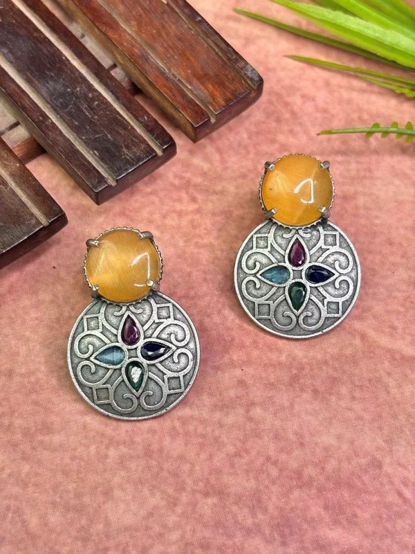 Luna_Stone_Drop_Yellow_Colour_Brass_Earring_For_Women