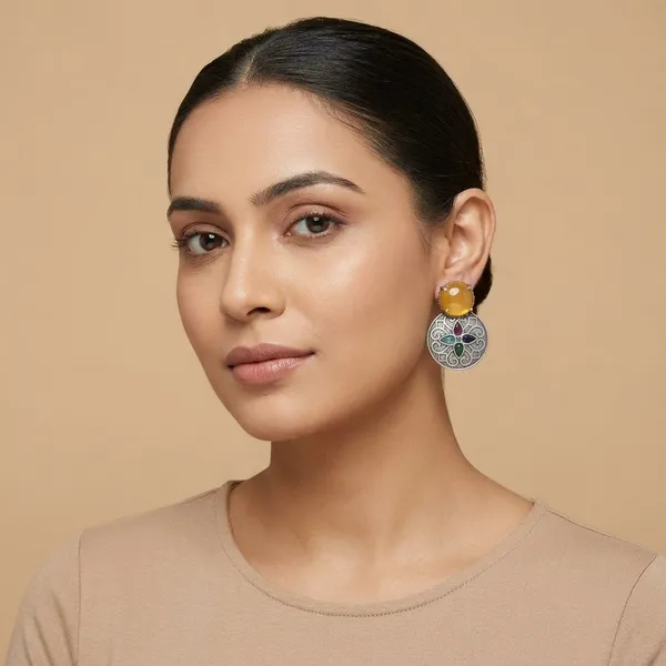 Luna_Stone_Drop_Yellow_Colour_Brass_Earring_For_Women