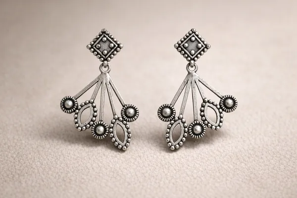 Geometric_Fan_Silver_Colour_Brass_Earring_For_Women