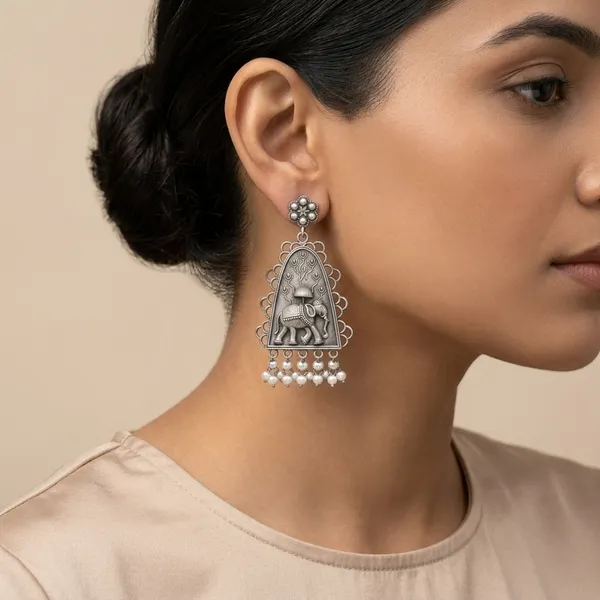 Sia_Elephant_Silver_Colour_Brass_Earring_For_Women