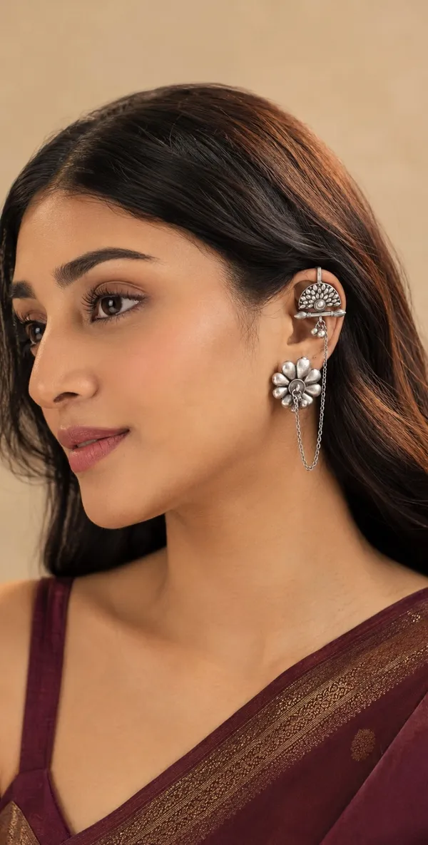 Maaya_Silver-Tone_Brass_Ear_Cuff_Earrings_|_Elegant_Statement_Jewellery_for_Women