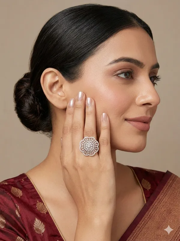 Tiara_Bloom_Statement_Ring_Daimond_Colour_Brass_Ring_For_Women