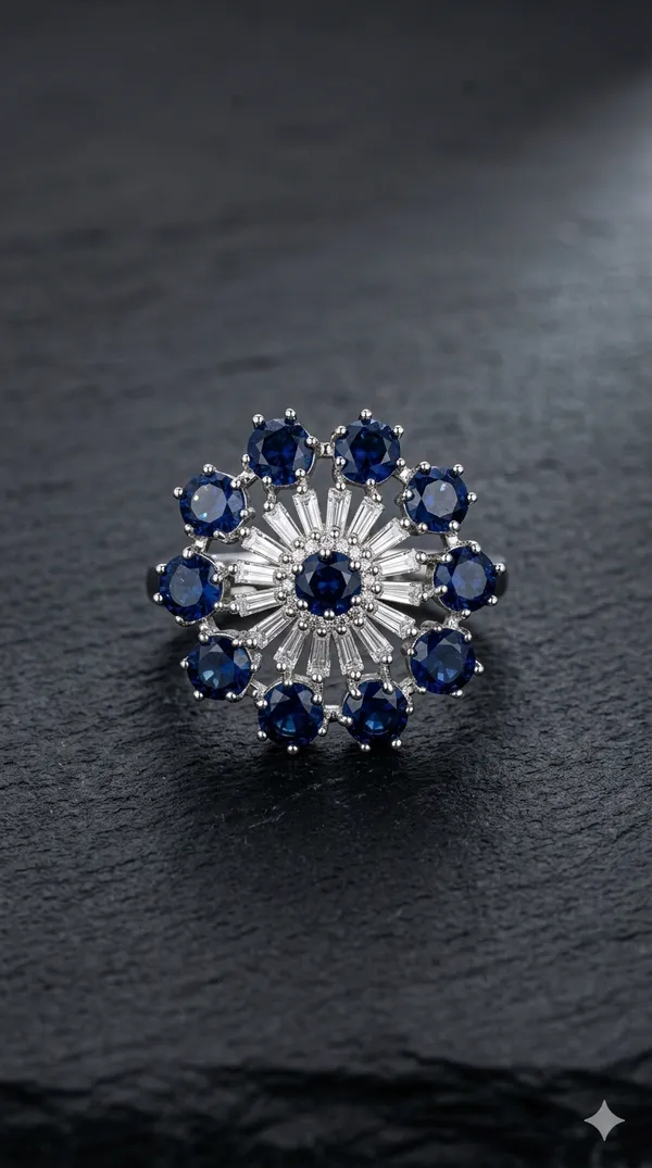 Sapphire_Bloom_Statement_Blue_Colour_Brass_Ring_For_Women