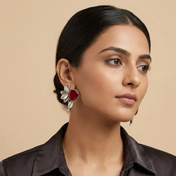 Anvitha_Red_Colour_Brass_Earring_For_Women