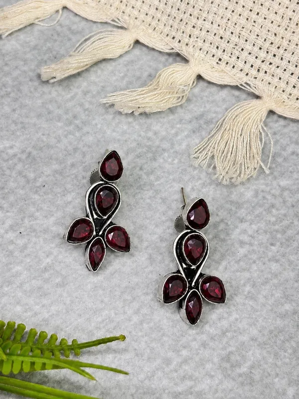 Garnet_Bloom_Ruby_Red_Colour_Brass_Earring_For_Women