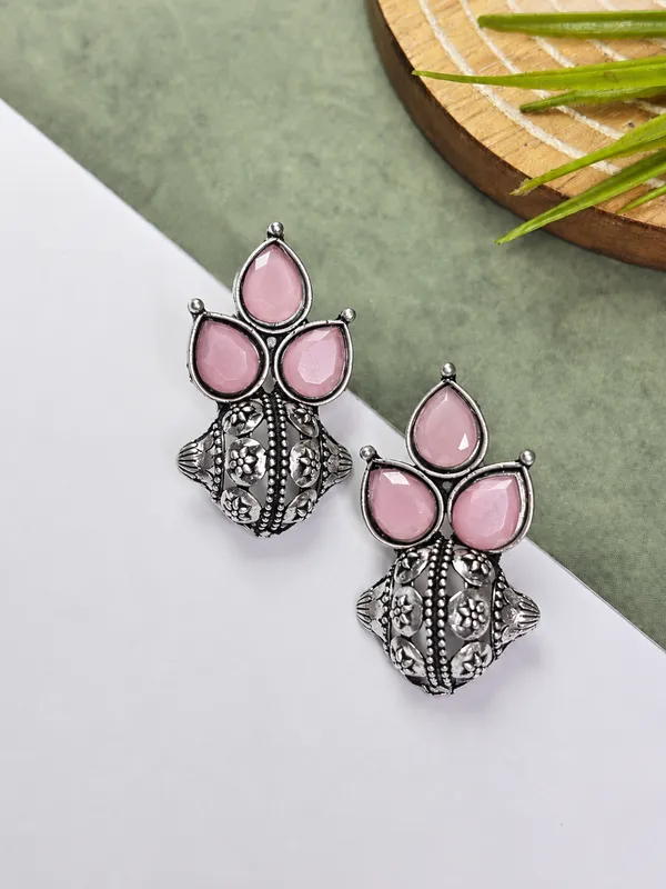 Rose_Mughal_Baby_Pink_Colour_Brass_Earring_For_Women