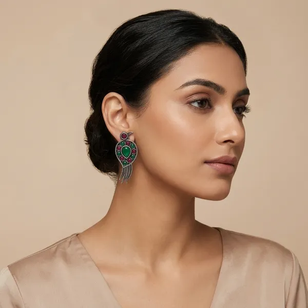 Sinduri_Red_Red_Green_Colour_Brass_Earring_For_Women