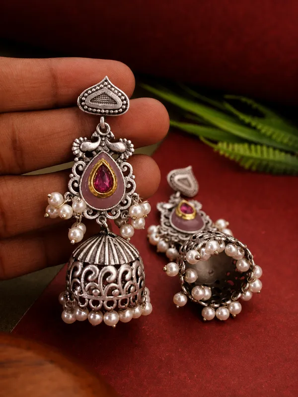 Reva_Pink_Colour_Brass_Earring_For_Women