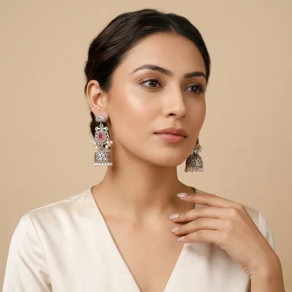 Reva_Pink_Colour_Brass_Earring_For_Women