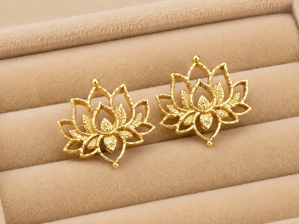 Mini_Lotus_Stud_Golden_Colour_Brass_Earring_For_Women