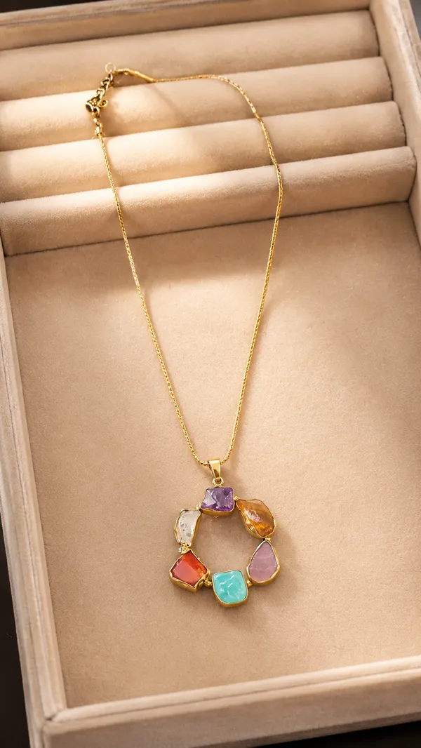 Stone_Chakra_Raw_Stone_Multicolor_Brass_Neck_Piece_For_Women