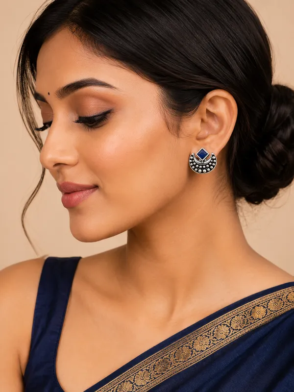 Chaand_Blue_Blue_Colour_Brass_Earring_For_Women