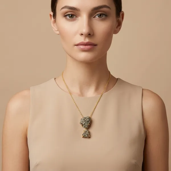 Pyrite_Necklace_Brass_Neck_Piece_For_Women