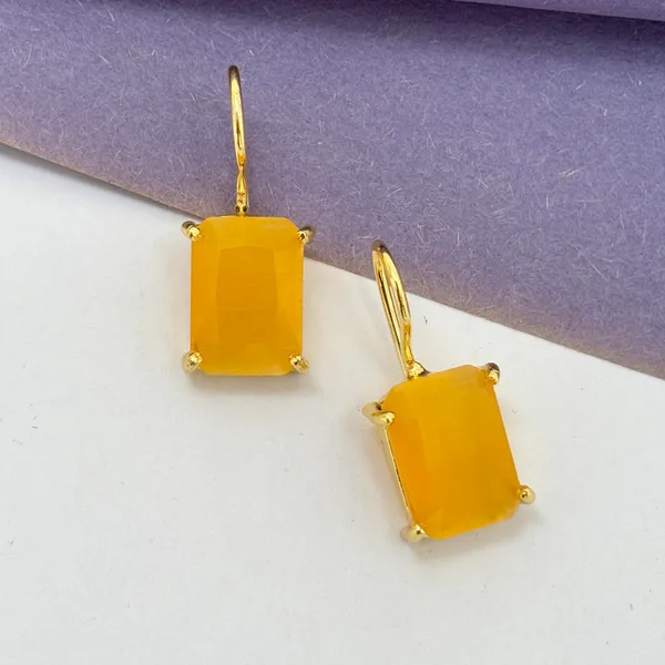 Yellow_Cut_Stone_Square_Brass_Earring_For_Women