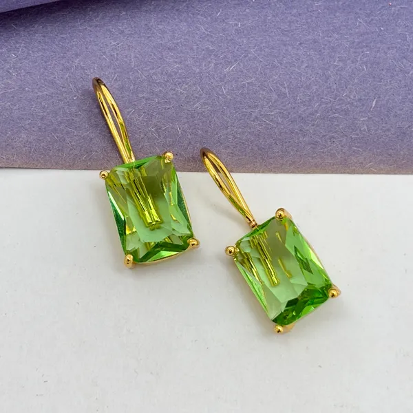 Green_Cut_Stone_Square_Brass_Earring_For_Women