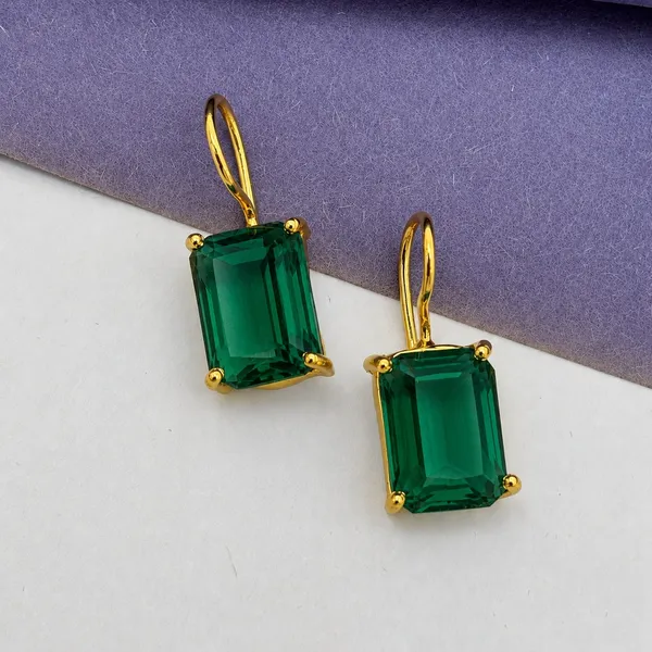 Emerald_Cut_Stone_Square_Brass_Earring_For_Women