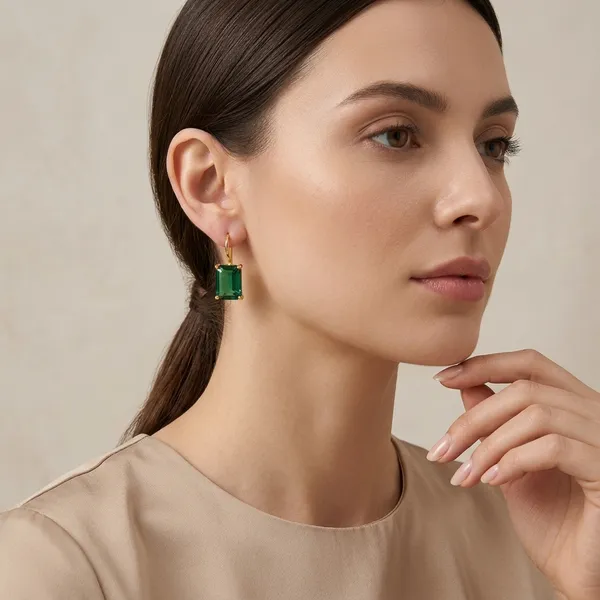 Emerald_Cut_Stone_Square_Brass_Earring_For_Women