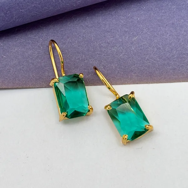 Green_2_Cut_Stone_Square_Brass_Earring_For_Women