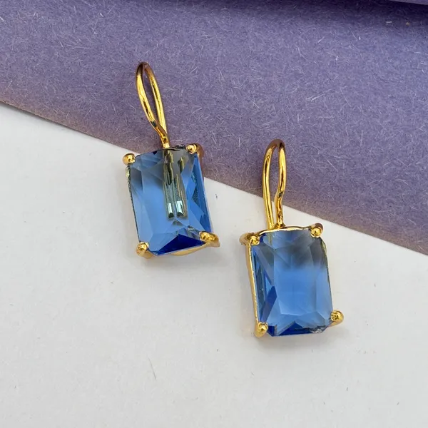 Light_Blue_Cut_Stone_Square_Brass_Earring_For_Women
