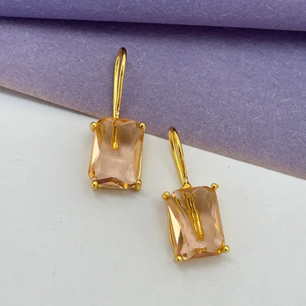 Peach_Cut_Stone_Square_Brass_Earring_For_Women