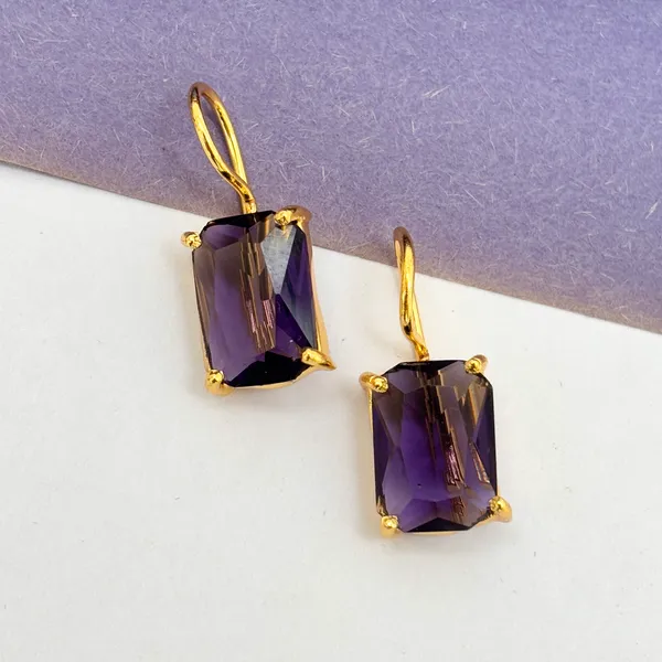 Purple_Cut_Stone_Square_Brass_Earring_For_Women