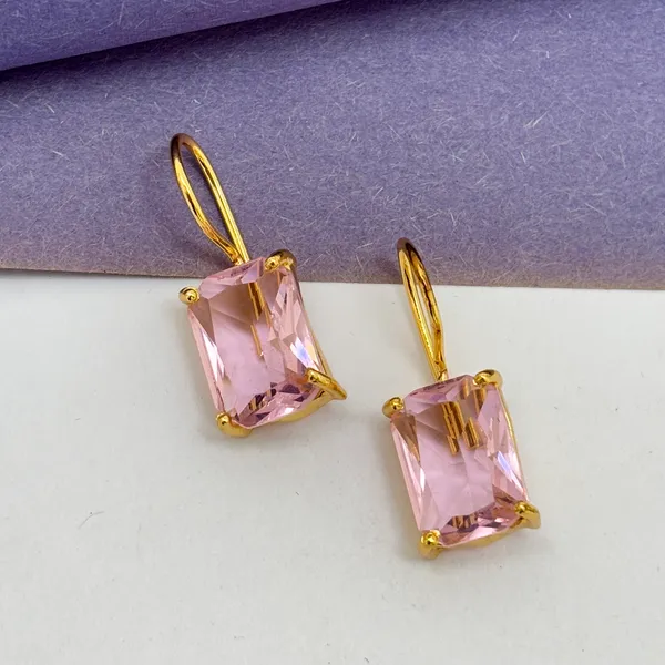 Crystal_Pink_Cut_Stone_Square_Brass_Earring_For_Women