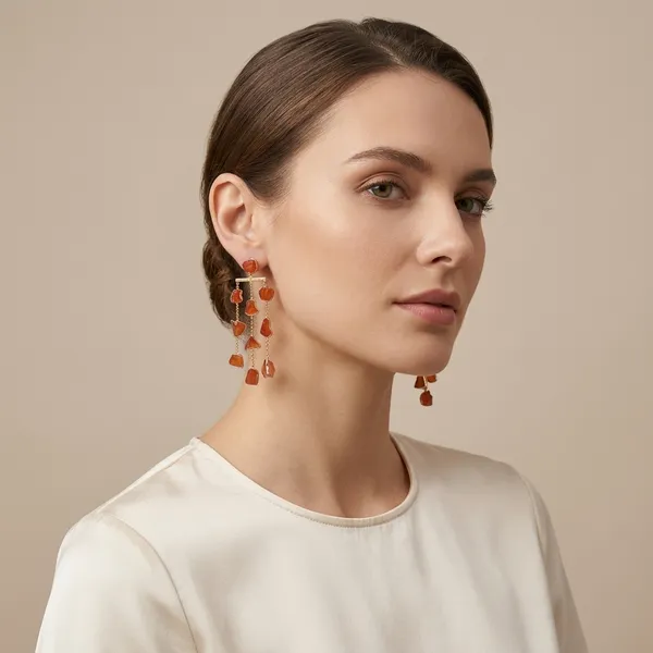 Carnian_Rough_Stone_Waterfall_Brass_Earring_For_Women