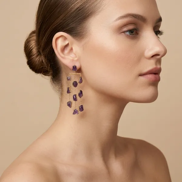 Amethyst_Rough_Stone_Waterfall_Brass_Earring_For_Women