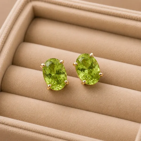 Stone_Cut_Oval_Stud_Green_Colour_Brass_Earring_For_Women