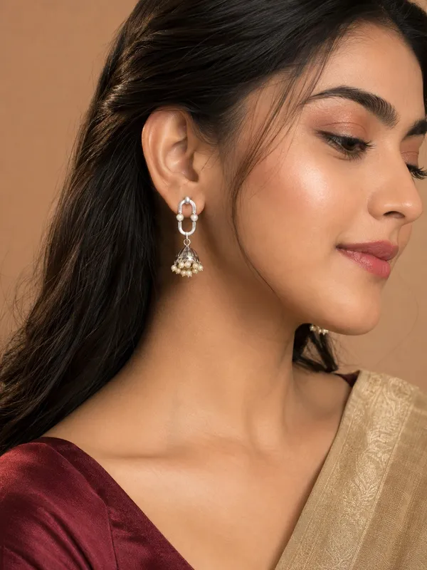 Dangler_Jhumki_Silver_Colour_Brass_Earring_For_Women
