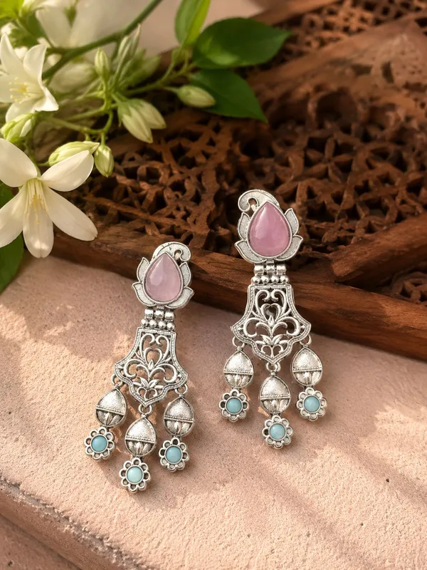 Aadi_Baby_Pink__Sea_Green_Colour_Brass_Earring_For_Women